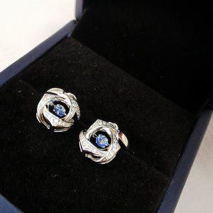 simulated drop earrings blue Crystal pendant